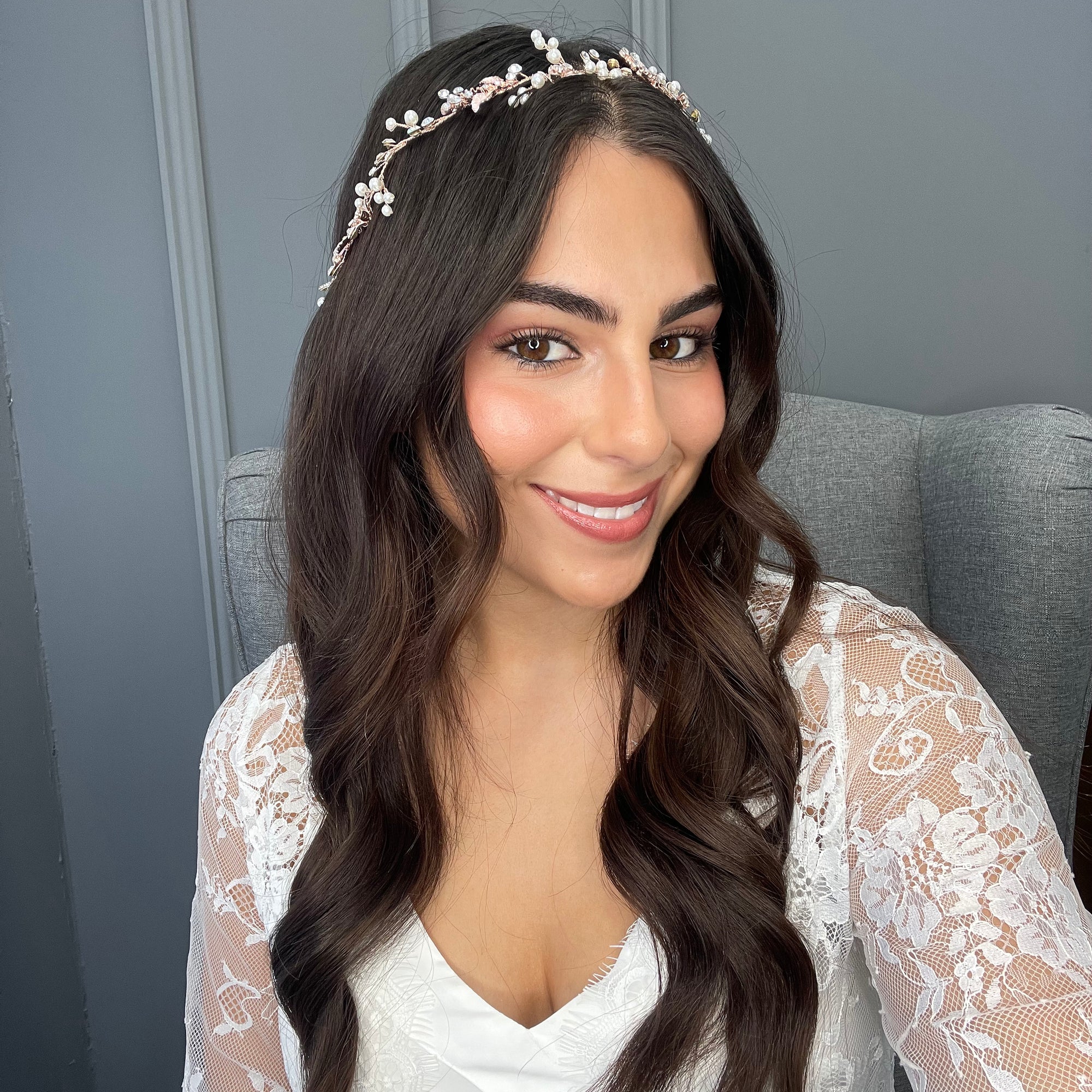 Ivie Crystal Pearl Bridal Hair Vine Hair Accessories - Headpieces