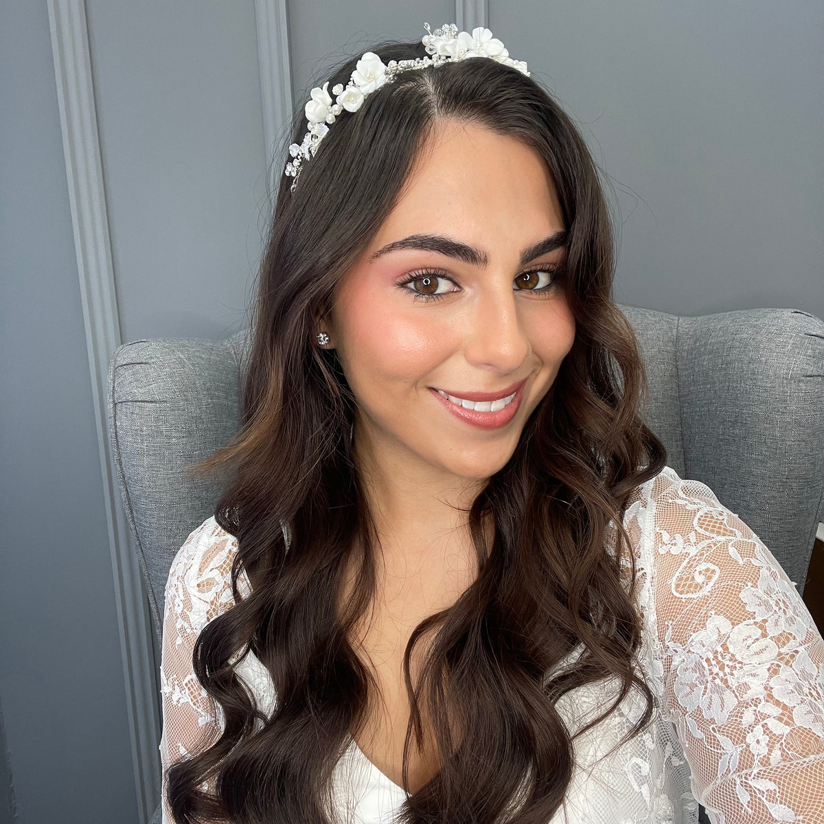 Eloa Floral Crystal Pearl Vine Hair Accessories - Headpieces