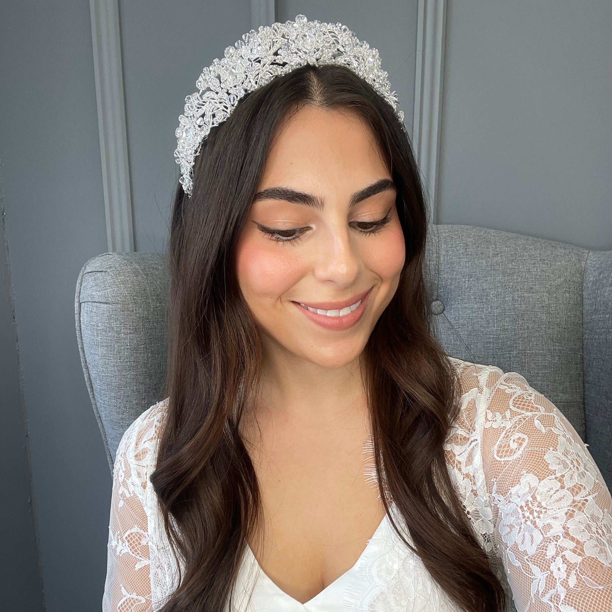 Japonica Crystal Bridal Crown Hair Accessories - Tiara & Crown