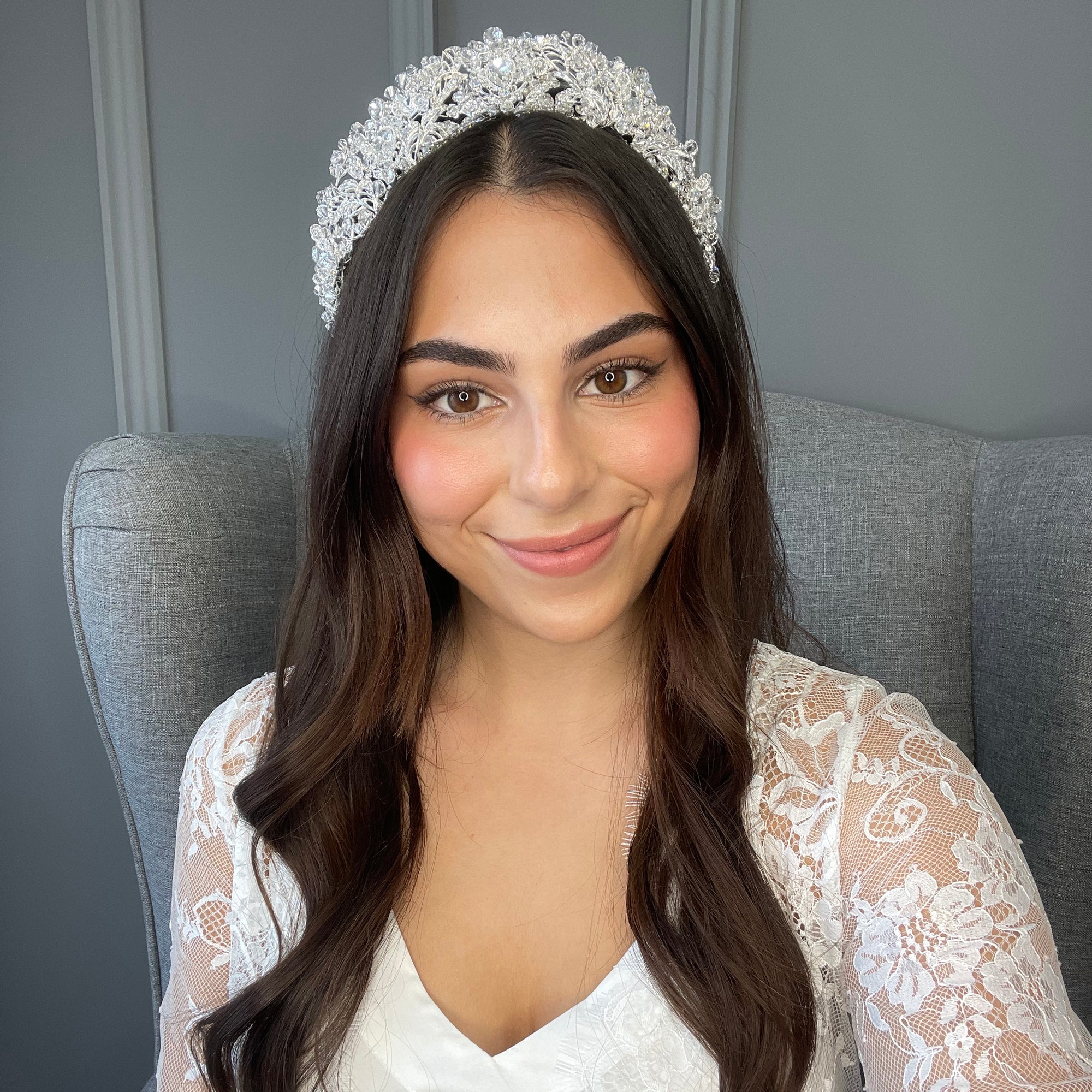 Japonica Crystal Bridal Crown Hair Accessories - Tiara & Crown