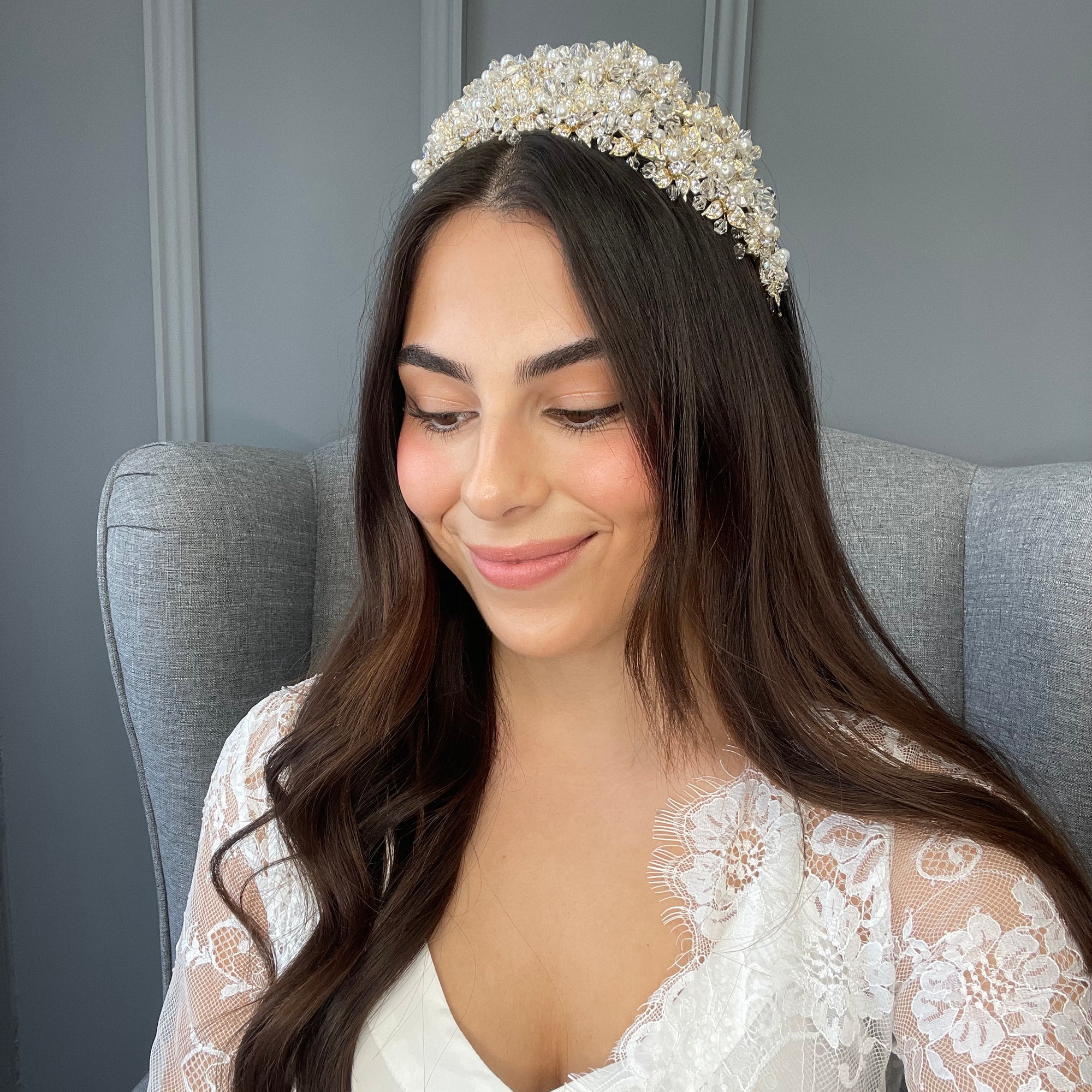 Dani Pearl Bridal Crown Hair Accessories - Tiara & Crown