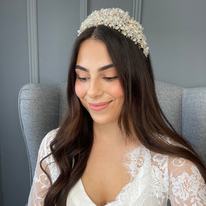 Dani Bridal Crown with Pearls Hair Accessories - Tiara & Crown    