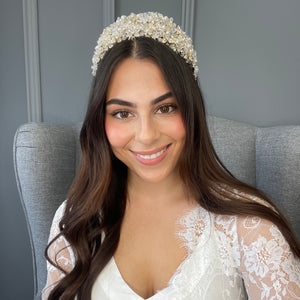 Dani Bridal Crown with Pearls Hair Accessories - Tiara & Crown    