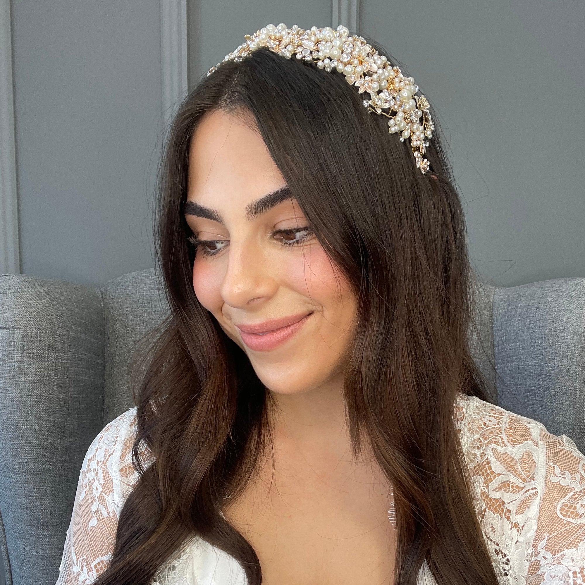 Adria Pearl Bridal Headband Hair Accessories - Headbands,Tiara