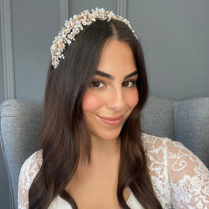 Adria Bridal Headband Hair Accessories - Headbands,Tiara  Pale Gold  