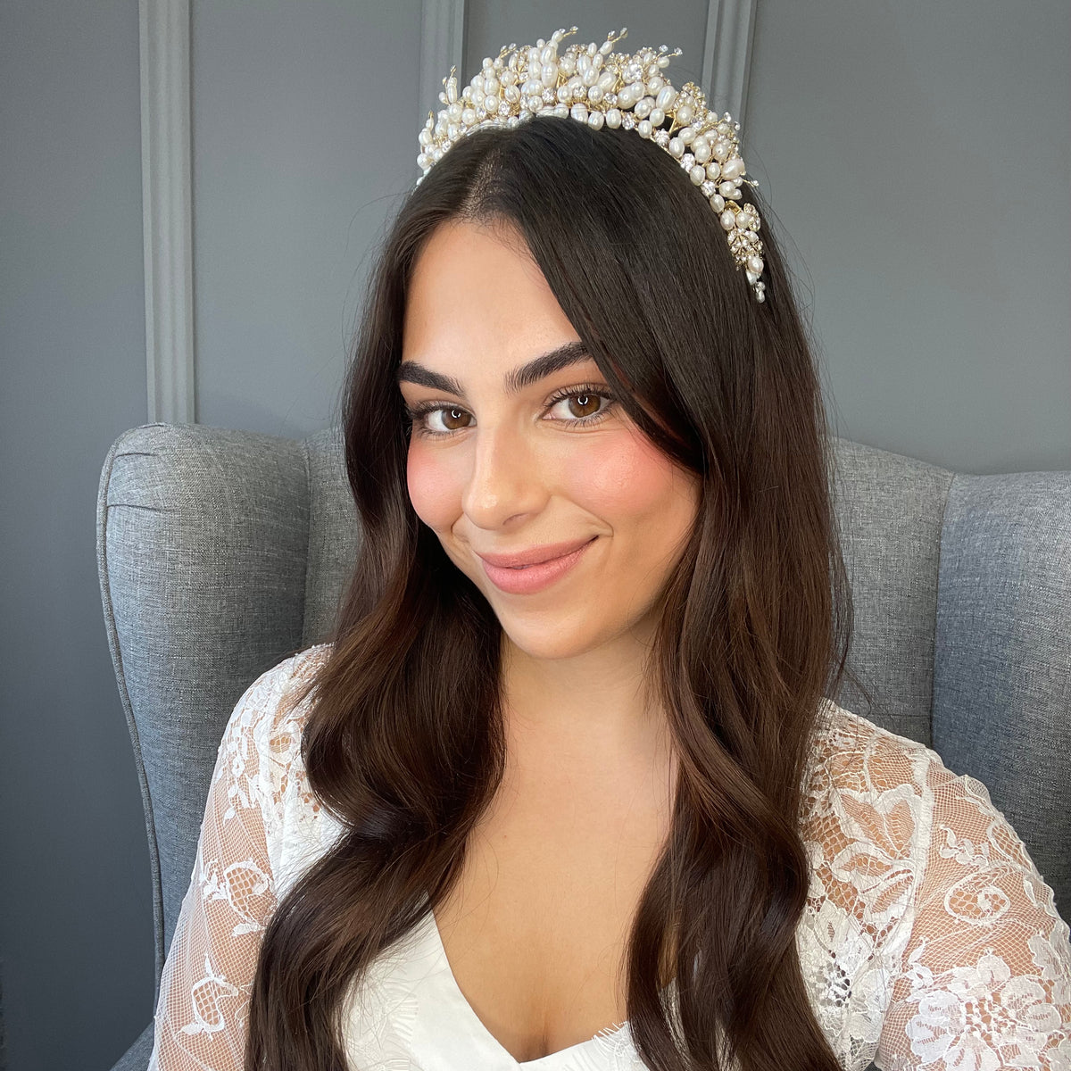 Jilani Pearl Bridal Crown Hair Accessories - Tiara &amp; Crown