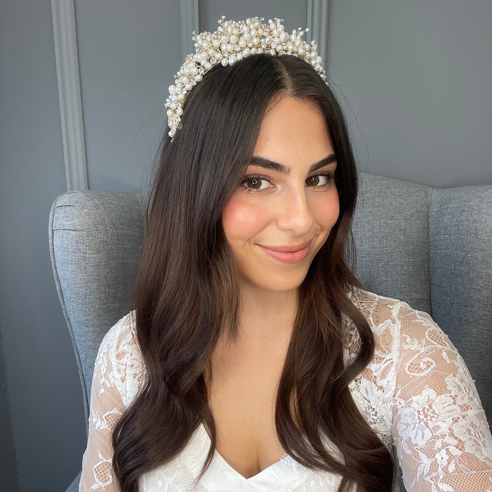 Jilani Pearl Bridal Crown Hair Accessories - Tiara & Crown