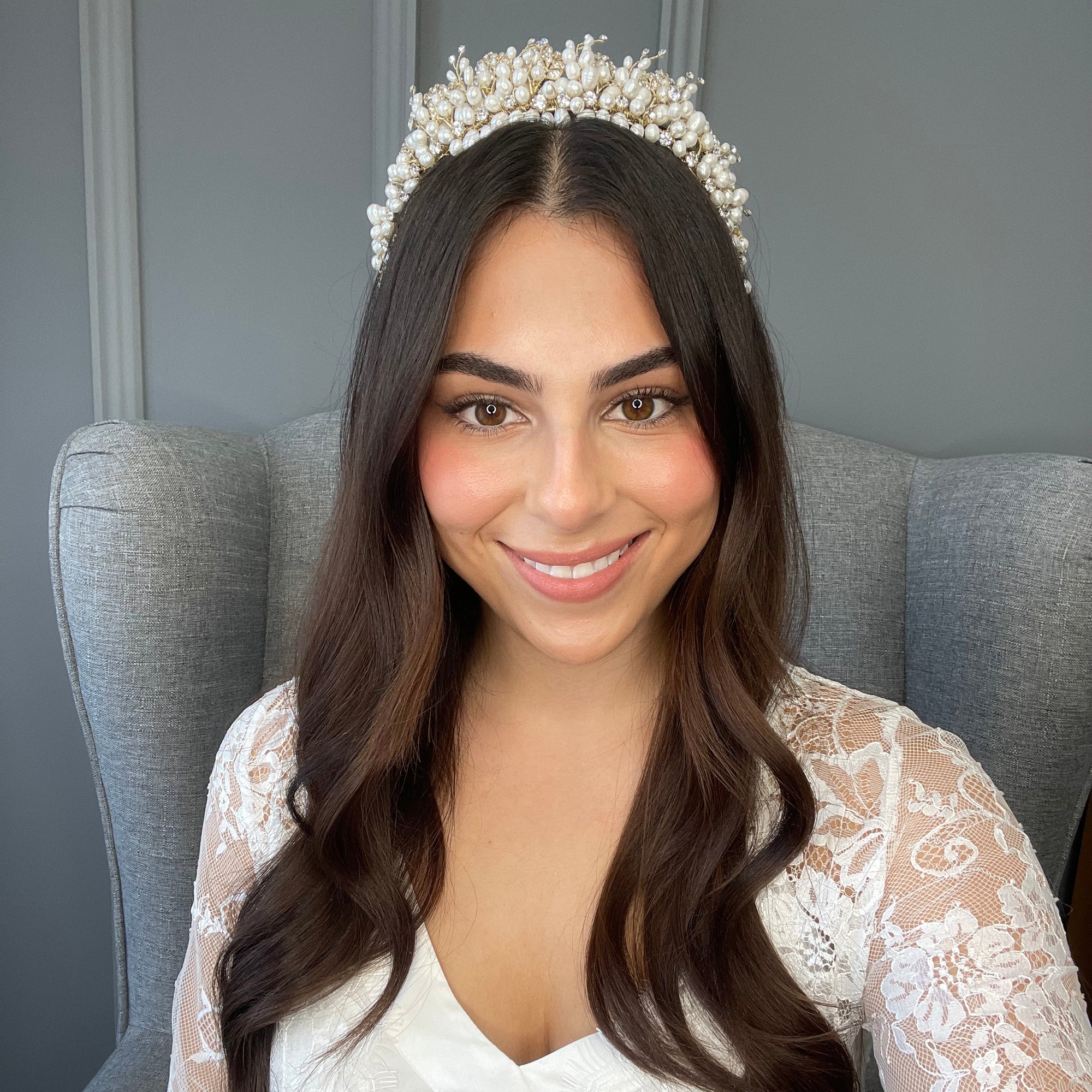 Jilani Pearl Bridal Crown Hair Accessories - Tiara & Crown