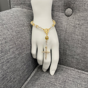Talitha Single Crystal Rosary Rosary Bracelet  Gold  