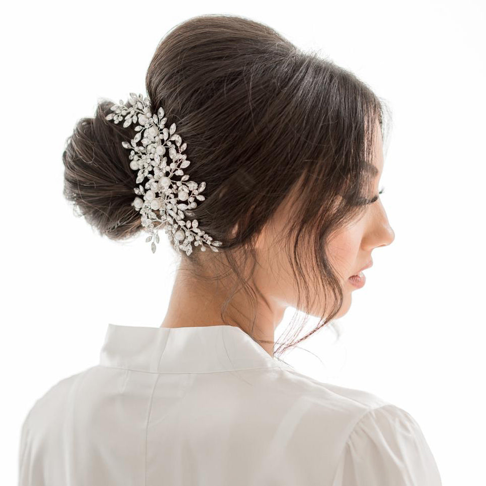 Gaelle Crystal Pearl Bridal Side Headpiece Hair Accessories - Headpieces