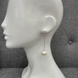 Jelina Pearl Bridal Drop Earrings Earrings - Long Drop  Silver  