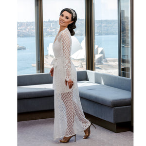 Klara - Full Length Lace Robe - XL and XXL ONLY -  DISCONTINUED Bridal Robe - RTW    