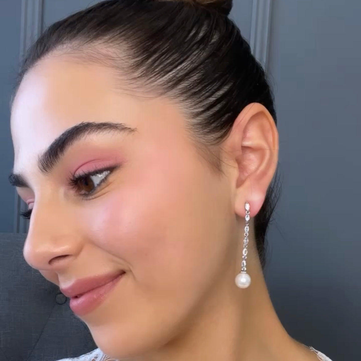 Krista Pearl Bridal Earrings Earrings - Long Drop    