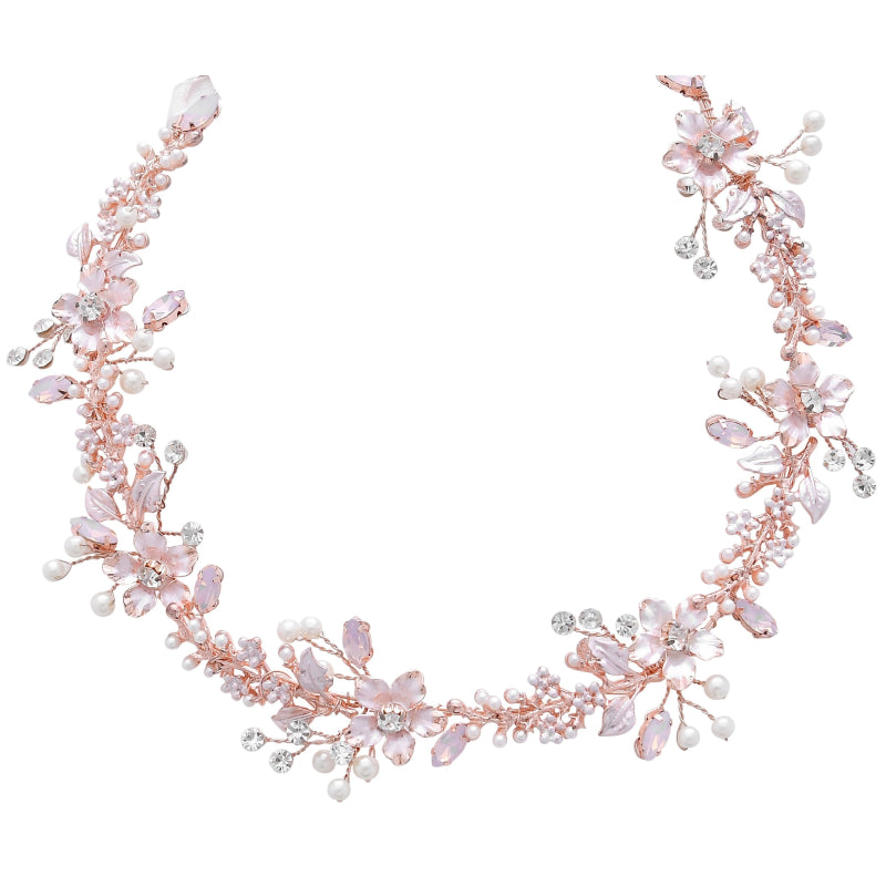Lanza Floral Bridal Hair Vine (Blush Pink) Hair Accessories - Headpieces