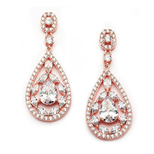 Laurel Bridal Earrings (Rose Gold) Earrings - Long Drop    