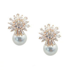 Augustine Bridal Earrings - Light Rose Gold Earrings - Glamour Stud    