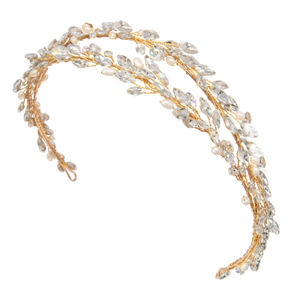 Milana Double Bridal Heaband Hair Accessories - Headbands,Tiara  Gold  