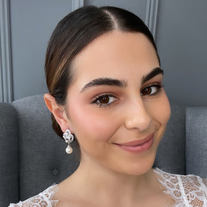 Monika Pearl Bridal Earrings Earrings - Long Drop    