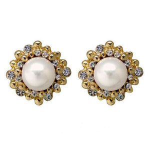 Neva Pearl Bridal Earrings Earrings - Classic Stud  Gold  