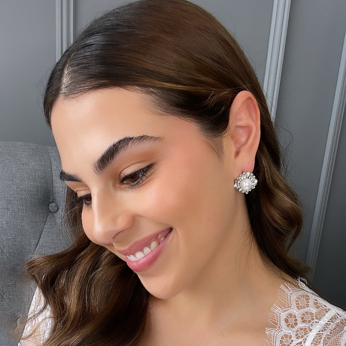 Neva Pearl Bridal Earrings Earrings - Classic Stud    