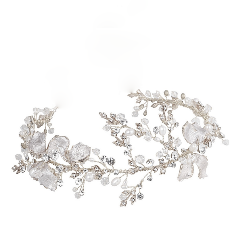 Priscila Floral Bridal Hair Vine Hair Accessories - Headpieces