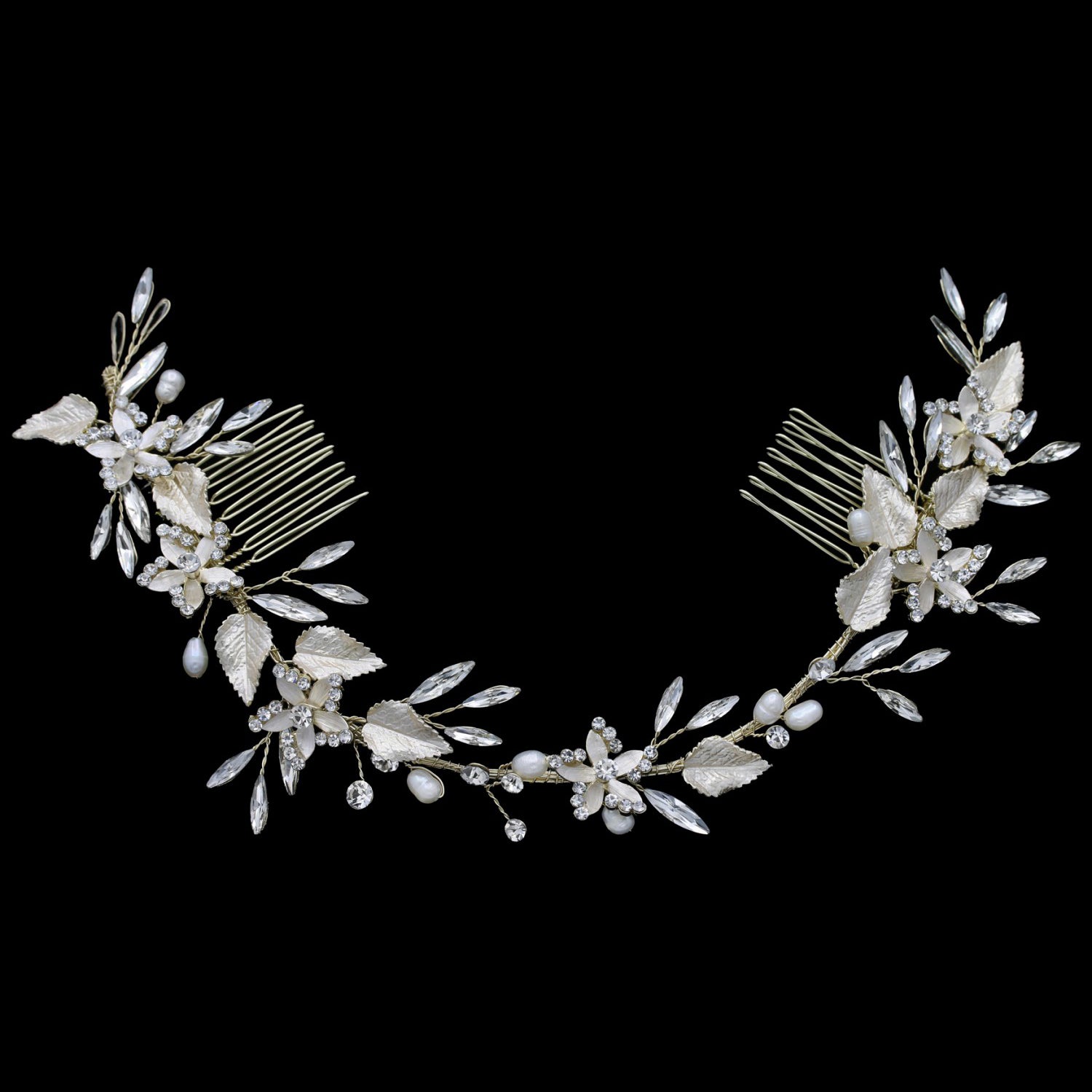 Rochella Crystal Pearl Bridal Hair Vine Hair Accessories - Headpieces