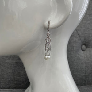Saria Pearl Bridal Drop Earrings Earrings - Long Drop    