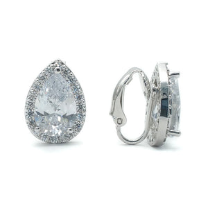 Sevran Bridal Earrings Clip On Earrings - Classic Stud  Silver  