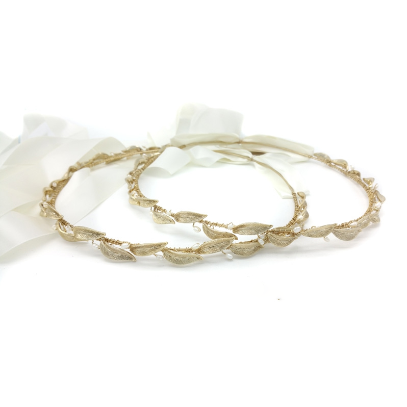 Sophia Bridal Stefana Crown (Gold) - set of 2 Hair Accessories - Stefana    