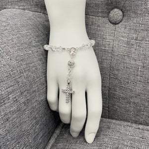 Talitha Single Crystal Rosary Rosary Bracelet  Silver  