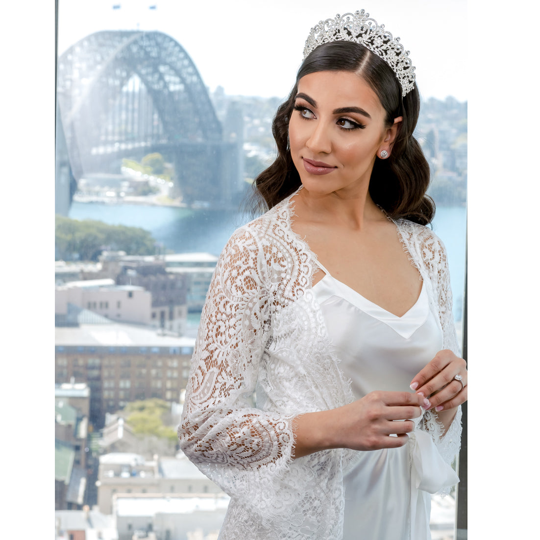 Tayla Bridal Lace Robe Floor Length Bridal Robe - RTW