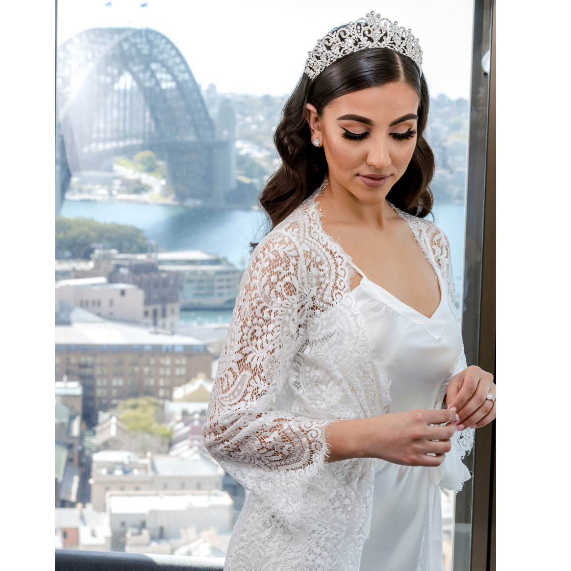 Tayla Bridal Lace Robe Floor Length Bridal Robe - RTW