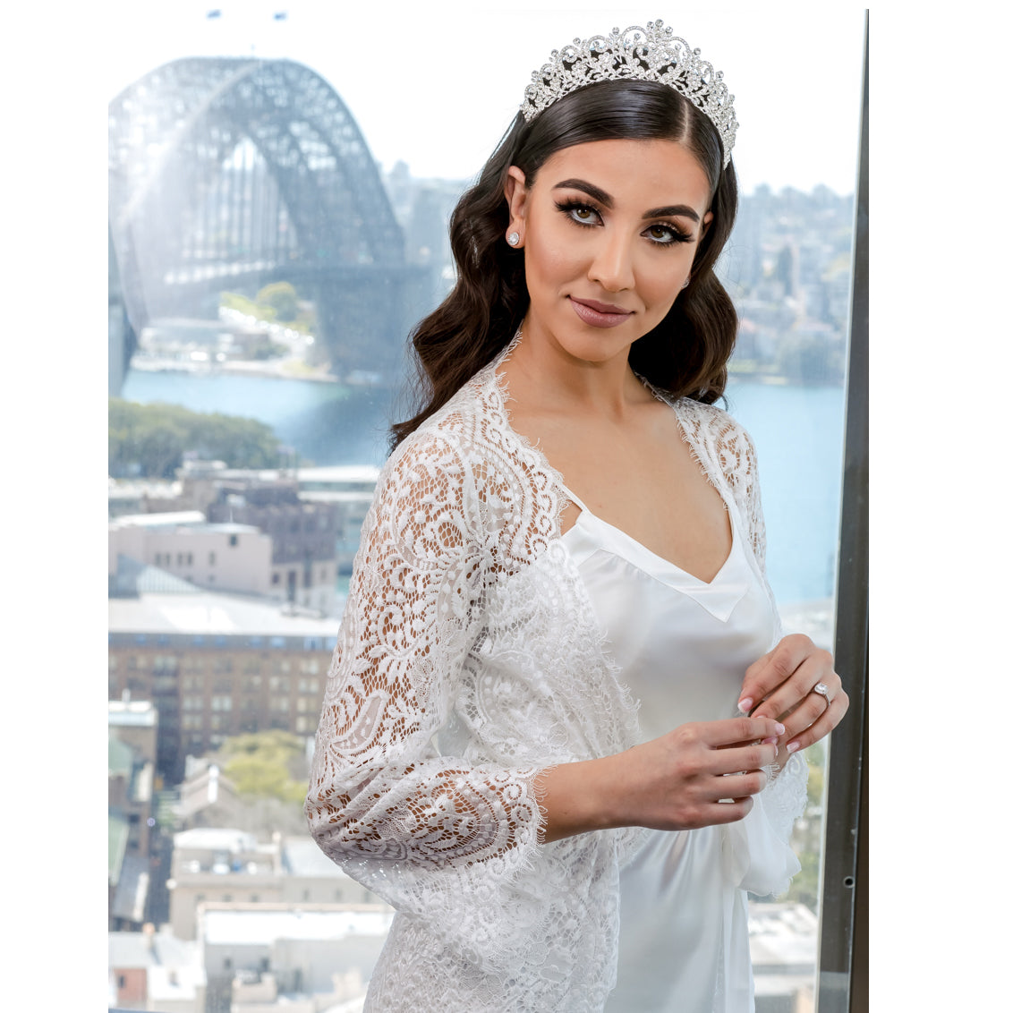Tayla Bridal Lace Robe Floor Length Bridal Robe - RTW