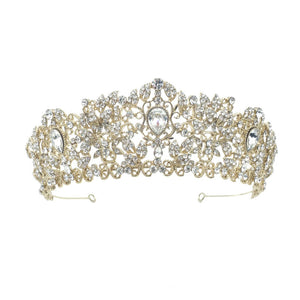 Luciana Bridal Crown (Gold) Hair Accessories - Tiara & Crown    