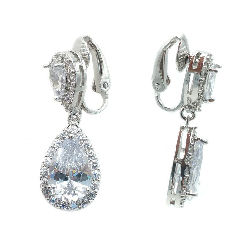 Marianne Bridal Earrings - Clip On Earrings - Classic Short Drop    
