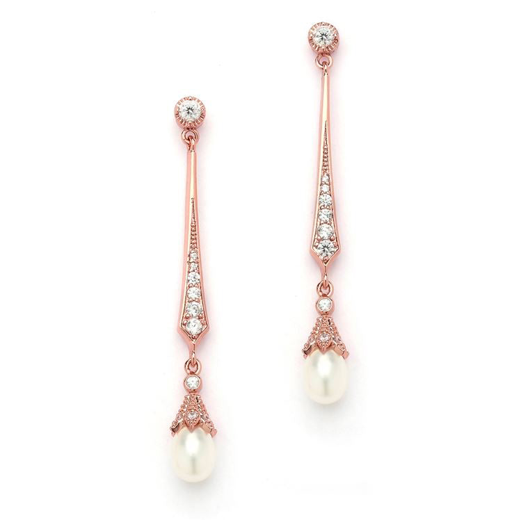 Trixie Bridal Pearl Earrings Earrings - Long Drop