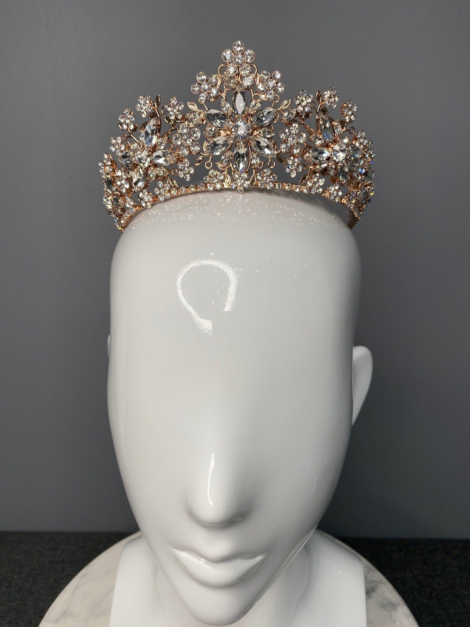 Vanya Bridal Crown - Rose Gold Hair Accessories - Tiara & Crown  Rose Gold  