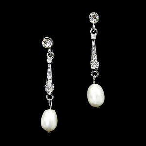 Evanda Bridal Pearl Earrings - Freshwater Pearl Earrings - Long Drop    