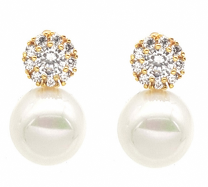 Bastia Pearl Bridal Earrings Earrings - Classic Stud  Gold  