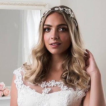 Lilia Floral Pearl Bridal Halo Hair Accessories - Bohemian Halo, Circlet