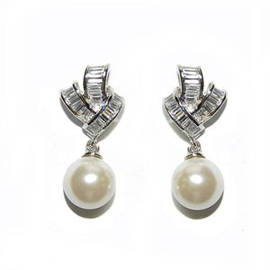 Madrid Pearl Bridal Earrings Earrings - Classic Short Drop  Silver  