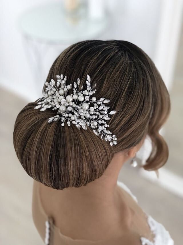 Gaelle Crystal Pearl Bridal Side Headpiece Hair Accessories - Headpieces