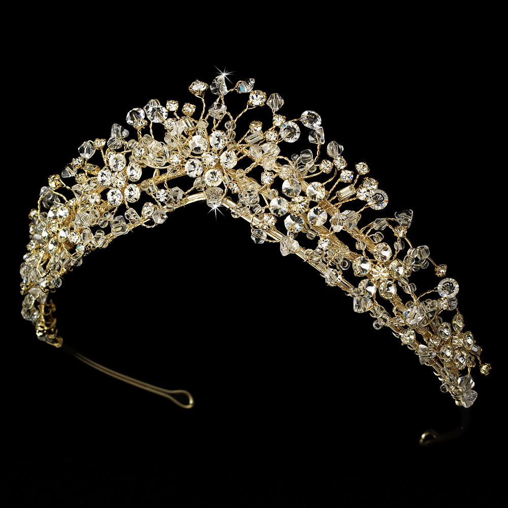 Marina Crystal Bridal Crown Hair Accessories - Tiara & Crown