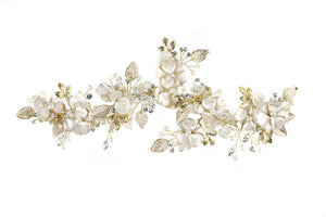 Sabby Pearl Bridal Clip Hair Accessories - Hair Clip  white on gold  