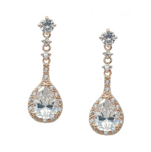 Winter Bridal Earrings Earrings - Classic Short Drop  Rose Gold  